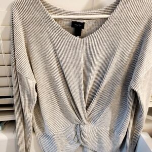 Daytrip Gray and White Striped Top